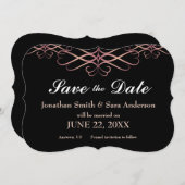 Roos Goud en Zwart, Elegant Save the Date (Voorkant / Achterkant)