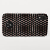 Roos Goud en Zwart Girly Hexagon Pattern Case-Mate iPhone Case (Achterkant (horizontaal))
