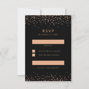 Roos goud en zwart Glitter RSVP Reply Kaart