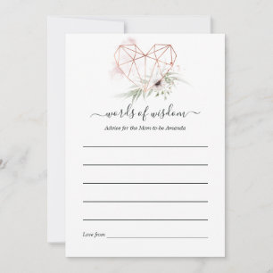 Roos Goud Eucalyptus Geometrisch Baby shower Advieskaart