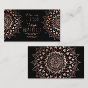 Roos goud floral mandala zwarte yoga instructeur visitekaartje