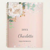 Roos goud floral Silver glitter monogram Planner (Voorkant)