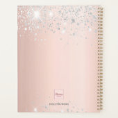 Roos goud floral Silver glitter monogram Planner (Achterkant)