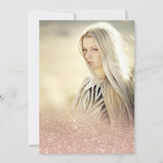 Roos goud folie glitter script zwart op 16 foto kaart (Achterkant)