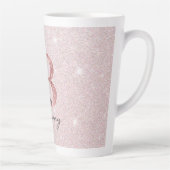 Roos Goud Geborsteld Glitter Monogram Naam Latte M Mok (Rechts)