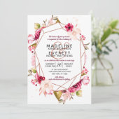 Roos Goud Geometrisch Terrarium Bruiloft Uitnodigi Kaart (Staand voorkant)