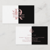 Roos Goud gesplitst Aangepast monogram letter R Q Visitekaartje (Voorkant / Achterkant)