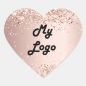 Roos goud glitter afbeelding logo hart sticker (Voorkant)