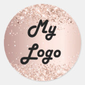 Roos goud glitter afbeelding logo ronde sticker (Voorkant)