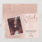 Roos goud glitter bedankt bat mitzvah foto (Voorkant / Achterkant)