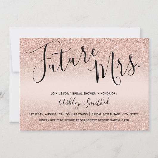 Roos goud glitter blush roze Mrs. vrijgezellenfees Kaart (Voorkant)