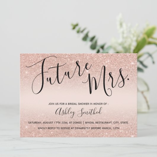 Roos goud glitter blush roze Mrs. vrijgezellenfees Kaart (Staand voorkant)