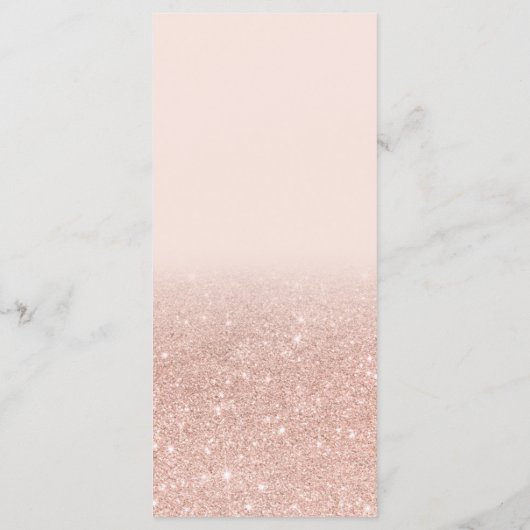 Roos goud glitter blush roze script trouwmenu menu (Achterkant)