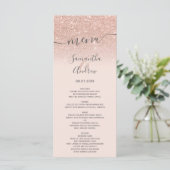 Roos goud glitter blush roze script trouwmenu menu (Staand voorkant)