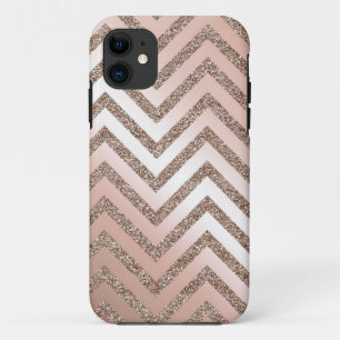 Roos goud glitter chevron hoesje