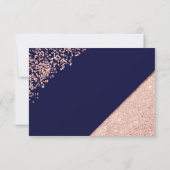 Roos goud glitter confetti navy blue rsvp bruiloft (Achterkant)