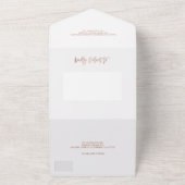 Roos goud glitter confetti white chic bruiloft all in one uitnodiging (Buitenkant)