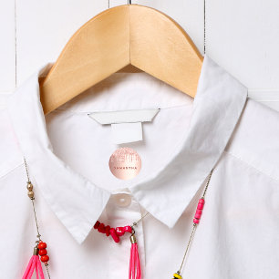 Roos goud glitter druppelt roze aangepaste monogra labels