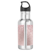 Roos goud glitter druppelt roze aangepaste monogra waterfles  (Achterkant)