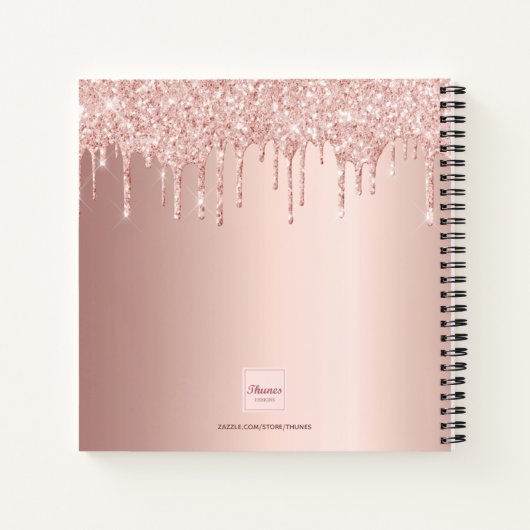 Roos goud glitter floral burgundy monogram notitieboek (Achterkant)