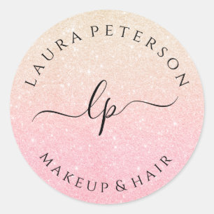 Roos goud glitter handgeschreven script kalligrafi ronde sticker