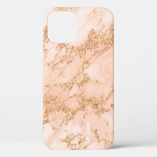 Roos goud glitter marmer abstract iPhone 12 pro hoesje
