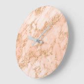 Roos goud glitter marmer abstract grote klok (Hoek)