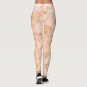 Roos goud glitter marmer abstract leggings (Achterkant)
