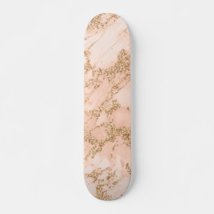 Roos goud glitter marmer abstract skateboard