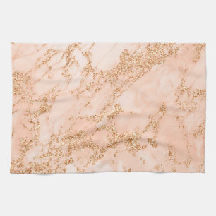 Roos goud glitter marmer abstract theedoek