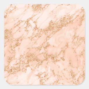 Roos goud glitter marmer abstract vierkante sticker