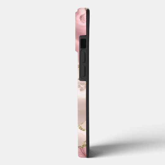 Roos Goud Glitter Marmer  Monogram Case-Mate iPhone Case (Achterkant / Links)