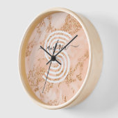 Roos Goud Glitter Marmer, Script Naam WHT Monogram (Hoek)