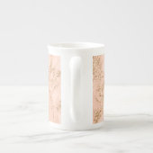 Roos Goud Glitter Marmer, Script Naam WHT Monogram Porselein Kop (Achterkant)