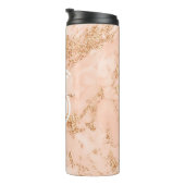 Roos Goud Glitter Marmer, Script Naam WHT Monogram Thermosbeker (Geroteerd rechts)
