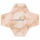 Roos Goud Glitter Marmer, Script Naam WHT Monogram Voetbal (Enkel)