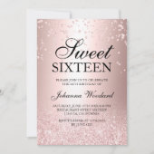 roos goud glitter metallic confetti Sweet 16 Kaart (Voorkant)