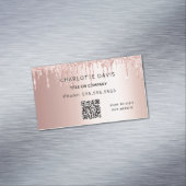 Roos goud glitter metallisch elegant QR-code Magnetisch Visitekaartje (Voorbeeld)