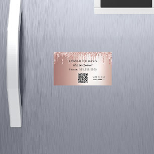 Roos goud glitter metallisch elegant QR-code Magnetisch Visitekaartje