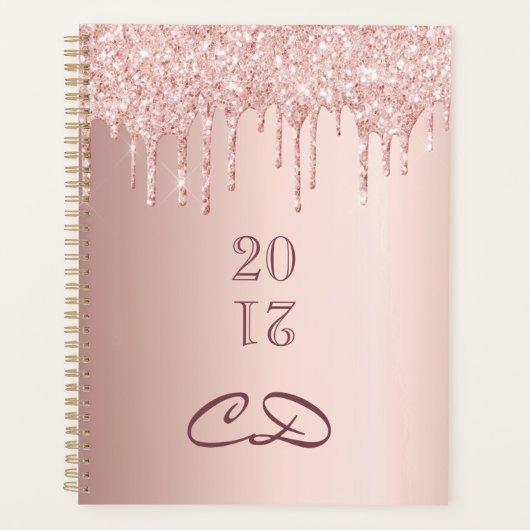 Roos Goud Glitter Monogram initialen 2025 Planner (Voorkant)