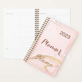 Roos goud glitter monogram naam 2023 planner