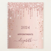 Roos goud glitter monogram naam 2024 planner (Voorkant)