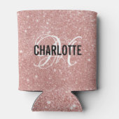 Roos goud glitter monogram naam blikjeskoeler (Achterkant)