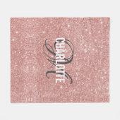 Roos goud glitter monogram naam fleece blanket deken (Voorkant (Horizontaal))