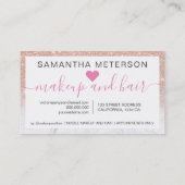 Roos goud glitter ombre script make-up marmer 10 klantenkaartje (Achterkant)