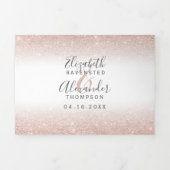 Roos goud glitter ombre witte scriptfoto bruiloft drieluik uitnodiging (Cover)