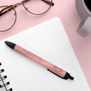 Roos goud glitter print Business logo website Zwarte Inkt Pen