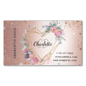 Roos goud glitter roze bloemkool schoonheid magnetisch visitekaartje (Voorkant)