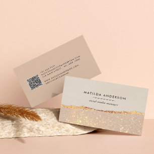 Roos goud glitter roze moderne QR-code Visitekaartje