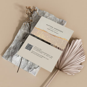 Roos goud glitter roze moderne QR-code Visitekaartje